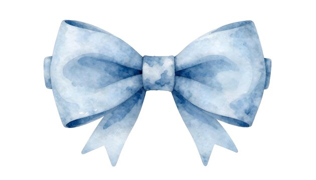 Delicate watercolor blue bow tie illustration with soft edges and artistic texture
