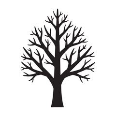 Fototapeta premium Black silhouette of a bare tree isolated on white background