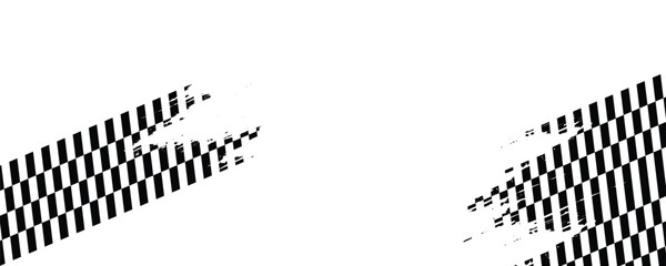 Fototapeta premium Race flags or checkerboard background. Chess game or rally sport car competition wallpaper. Tilted black and white squares pattern. Banner with checkered texture. Vector flat illustration