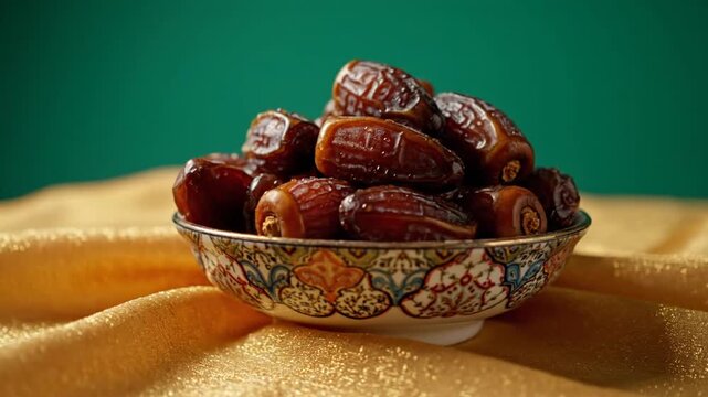 Delicious chocolate and organic dried dates in a bowl create a healthy vegetarian dessert snack featuring brown Easter eggs in a basket isolated on white for a natural tropical nutrition closeup