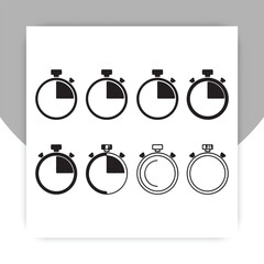 Flat vector illustration of chronometers representing countdown and elapsed time.
