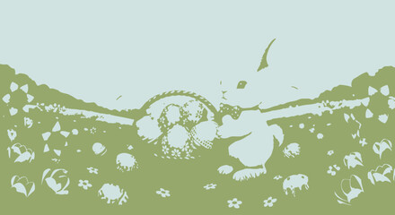 Shepherd with Sheep in Pasture Illustration. © Saputra