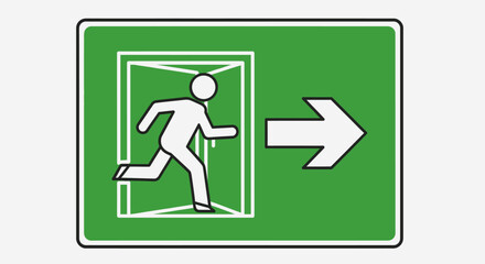 Green Emergency Exit Sign with Running Person.