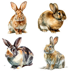 Fototapeta premium Watercolor - rabbit watercolor object isolated png.
