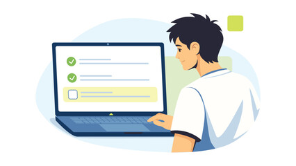 Task Checklist On Laptop Productivity Management Ultra Flat Illustration © Oleksandra