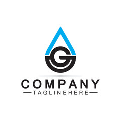 Letter G Water drop logo. Water Drop shaped letter G logo design vector symbol icon illustration