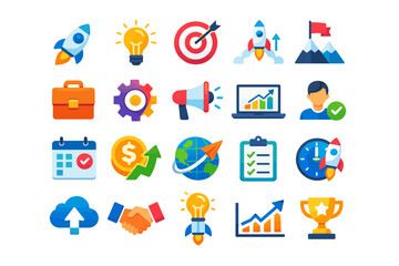 Fototapeta premium A collection of modern icon illustrations representing business and technology concepts