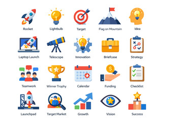 Fototapeta premium Collection of business icons representing strategy and innovation concept