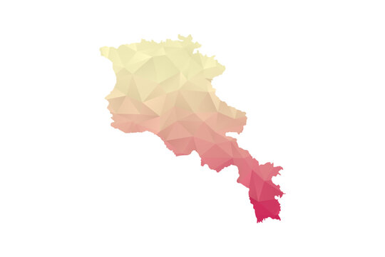 Armenia Map - Polygon Style Vector Illustration in Peach and Pink Gradient, Low Poly Geometric Design, Isolated on White Background for Infographics and Projects.