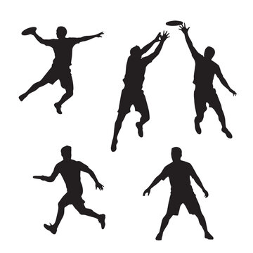 Black Ultimate Frisbee Silhouette Vector, High Quality Illustration on White Background