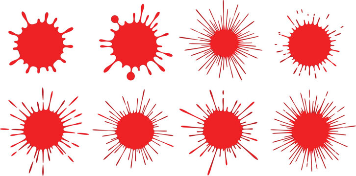 Red Cell Splatters and Explosion Effects with Red Dots and Biological Cells medical red splatter
