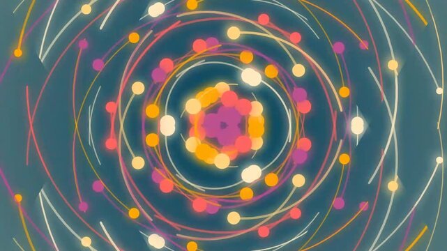 Atomic Structure Animation with Orbiting Particles.