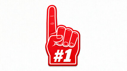 Obraz premium is a digital illustration of a foam finger, commonly used as a sports fan accessory. The foam finger is depicted in a bold red