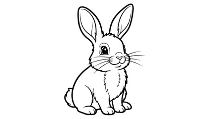 Cute Baby Bunny Line Art Illustration