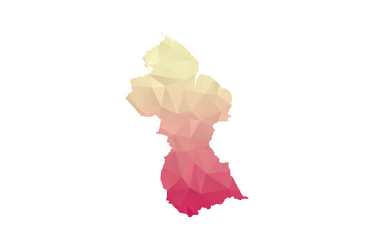 Guyana Map - Polygon Style Vector Illustration in Peach and Pink Gradient, Low Poly Geometric Design, Isolated on White Background for Infographics and Projects.