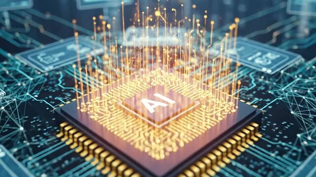 Digital Brain: AI Processing Power Visualization of a Futuristic Centralized System