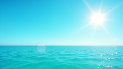 Fototapeta premium cloudy blue sky leaving for horizon above a blue surface of the sea.