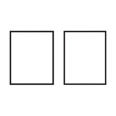 Obraz premium Two empty white squares with black outline side by side on white background blank rectangles for design and layout purposes
