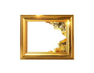 Golden picture frame with a bright empty space for art.