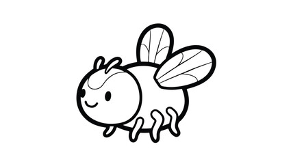 Obraz premium Cute Cartoon Bee Line Art Illustration