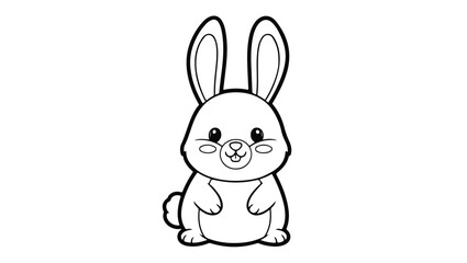 Fototapeta premium Cute Baby Rabbit Line Art Illustration