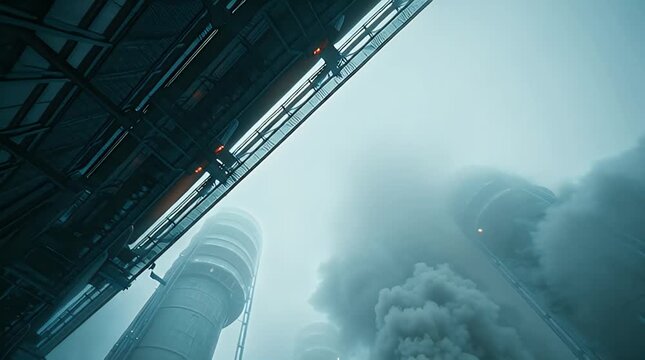 Futuristic Carbon Capture Machine Filtering Air and Smoke Video.