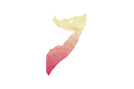 Somalia Map - Polygon Style Vector Illustration in Peach and Pink Gradient, Low Poly Geometric Design, Isolated on White Background for Infographics and Projects.