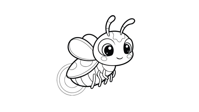 Cute Cartoon Firefly Coloring Page Vector Illustration