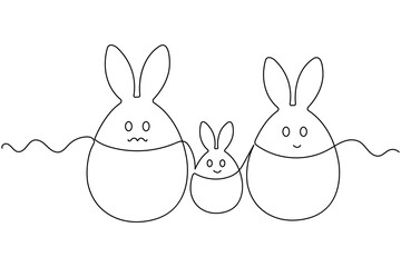 Fototapeta premium Minimalist easter bunny egg design in continuous one line style isolated for modern holiday decor