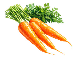 Fresh carrots with green leaves healthy and nutritious vegetables.