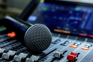 Digital wireless microphone on a Class Mixer board.