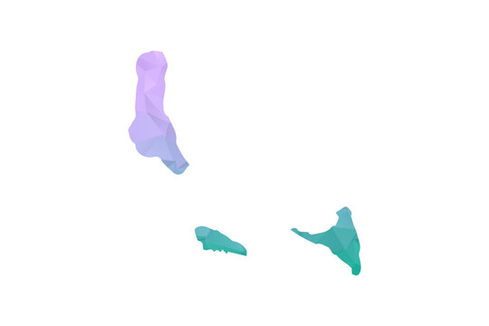 Comoros Map Polygon Style Vector Illustration in Purple and Cyan Gradient, Low Poly Geometric Design, Isolated on White Background for Infographics and Projects.