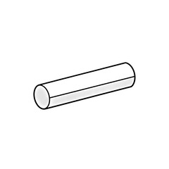 Single White Chalk Stick Cartoon Vector Illustration Isolated on White Background
