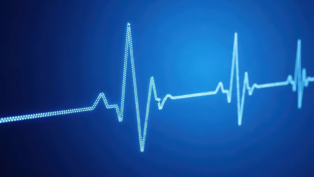 A blue ecg heart rate monitor with a normal rhythm