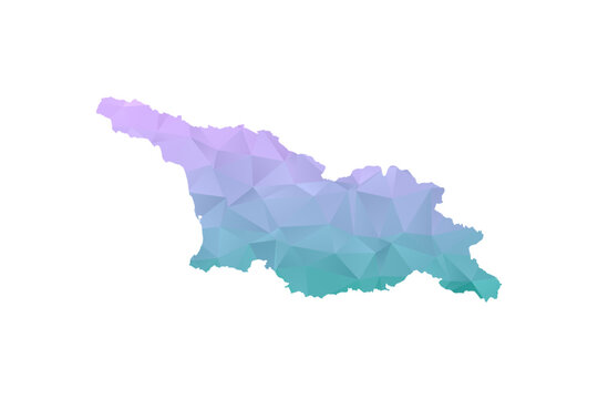 Georgia Map Polygon Style Vector Illustration in Purple and Cyan Gradient, Low Poly Geometric Design, Isolated on White Background for Infographics and Projects.