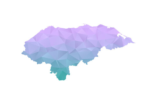 Honduras Map Polygon Style Vector Illustration in Purple and Cyan Gradient, Low Poly Geometric Design, Isolated on White Background for Infographics and Projects.