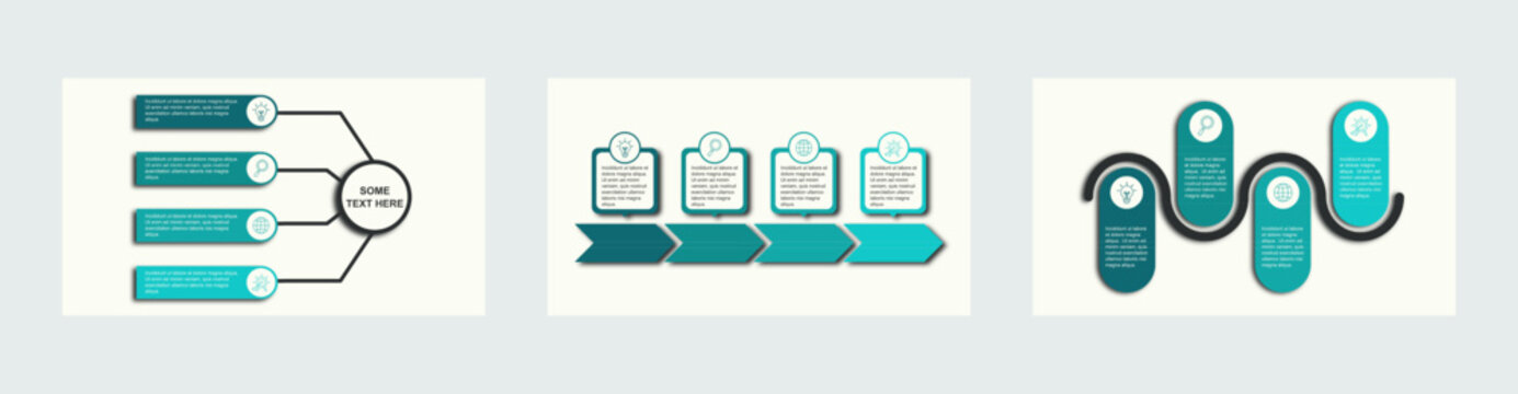 set of modern design template for infographics. Infographic template for business. Business infographic template. 3, 4, 5, and 6 Step timeline journey. Process diagram, 3, 4, 5, and 6 options on white