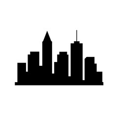 Fototapeta premium Silhouette of a modern city skyline against a plain background