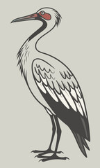 Fototapeta premium Elegant White Crane Bird Standing Tall Illustration.