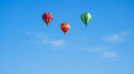 Fototapeta premium Colorful hot air balloons flying in clear blue sky 