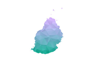Mauritius Map Polygon Style Vector Illustration in Purple and Cyan Gradient, Low Poly Geometric Design, Isolated on White Background for Infographics and Projects. © Whatever