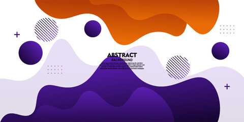 Colorful geometric wave 3D background. Purple elements with orange fluid gradient pattern. Dynamic shape composition. Vector eps10.