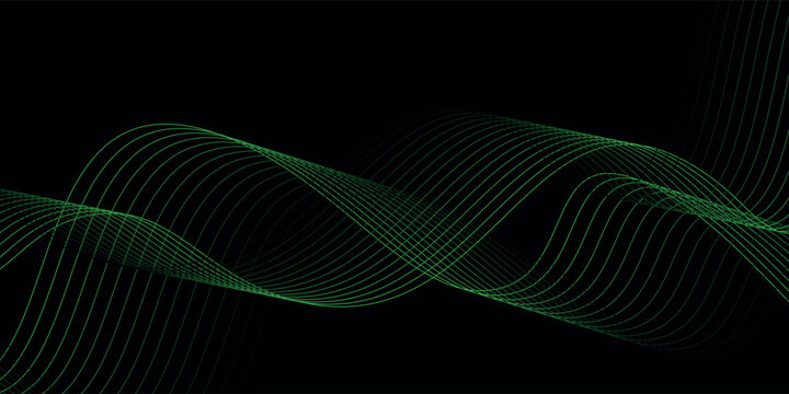 Black background and green line wave. vector illustration eps10