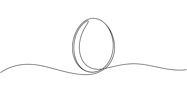 Single line egg design, continuous one line art Easter symbol, line art eggs drawing shape vector illustration