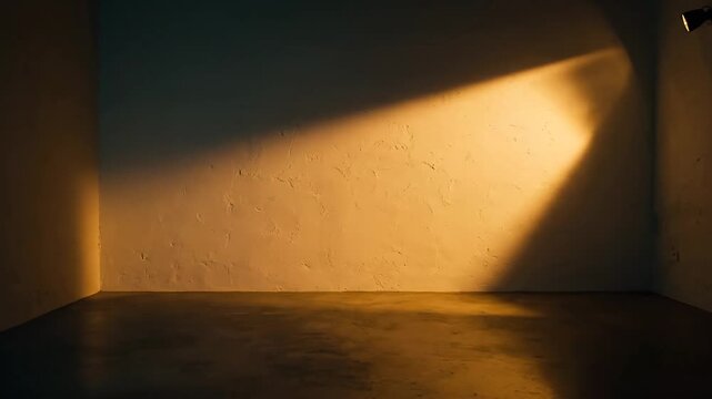 Dramatic Spotlight Illuminates Empty Room With Textured Wall.