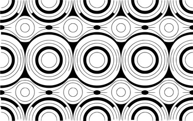Fototapeta premium Seamless Black and White Concentric Circle Pattern with Intersecting Curves abstract
