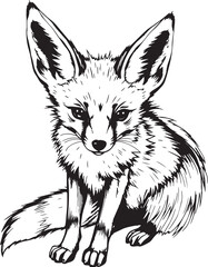 Fennec fox. Hand drawn vector illustration