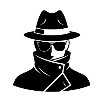 Mysterious Secret Agent Silhouette in Fedora Hat