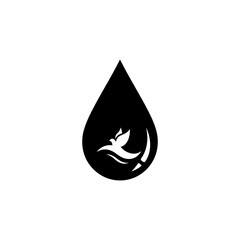 Fototapeta premium flat vector silhouette icon of holy water drop with spiritual symbol inside, minimalist single icon