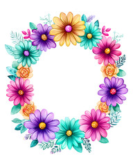 Vibrant Floral Wreath with Colorful Blooms for Elegant Seasonal Decor and Wedding Invitations